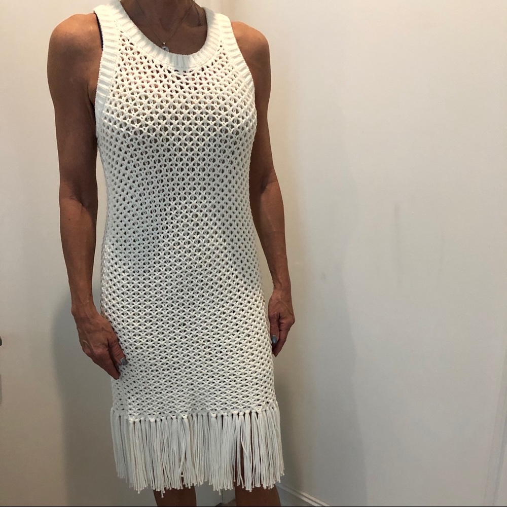 Michael kors woven dress with fringe